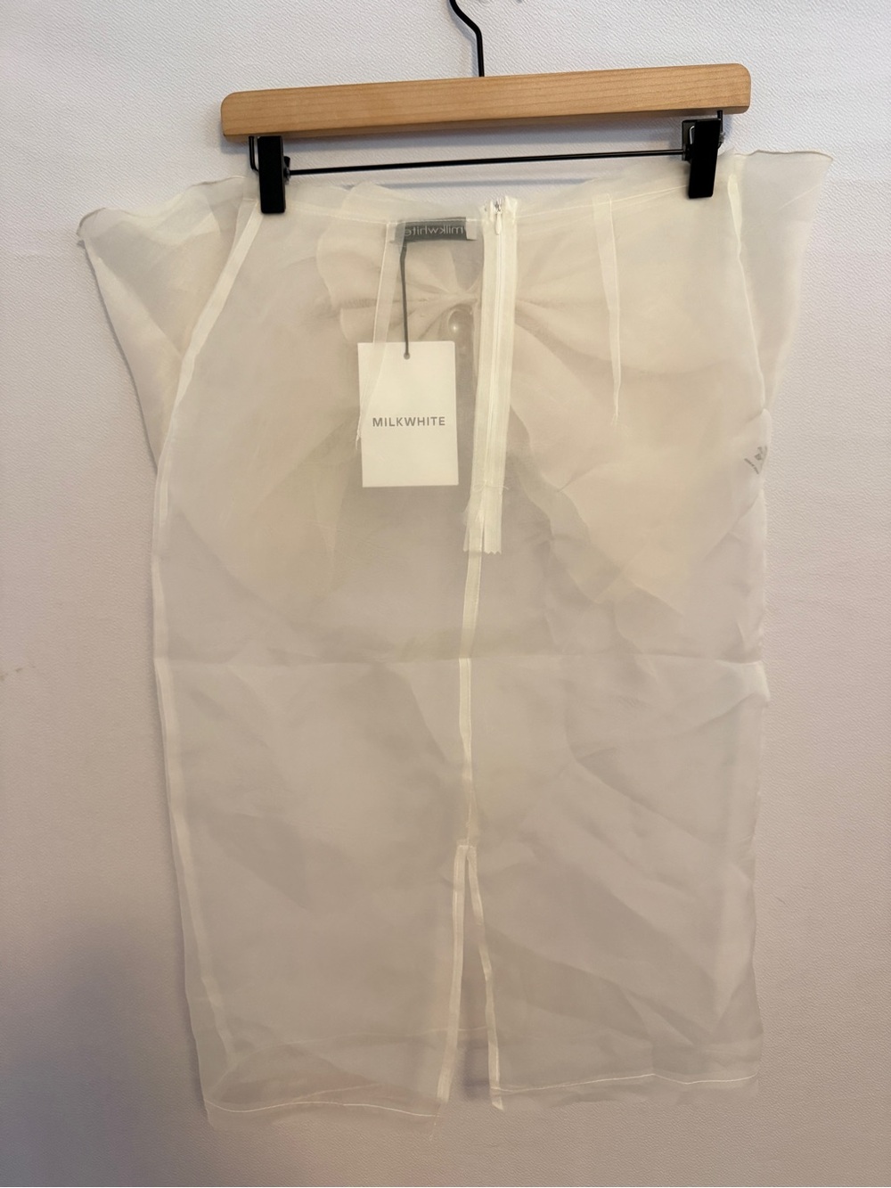 NEW Milkwhite x REVOLVE Organza Midi Skirt With Big Bow in White Cream Sheer XS - Picture 9 of 11